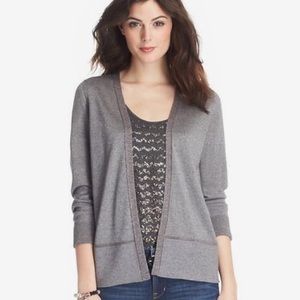 LOFT Silver Metallic Banded Open Cardigan